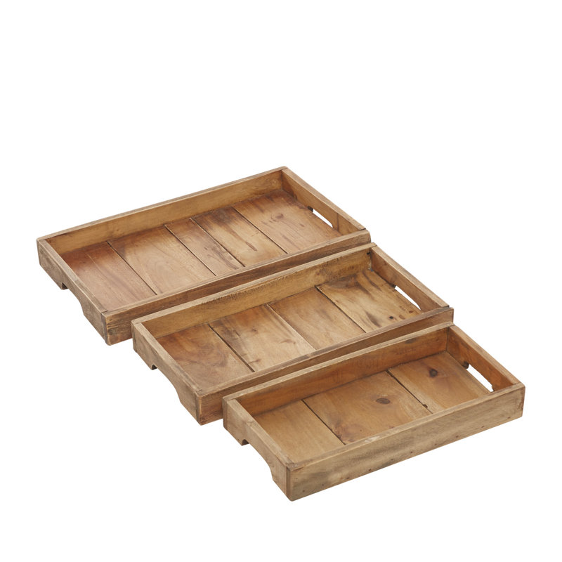 Cronan Solid Wood Tray - Set of 3