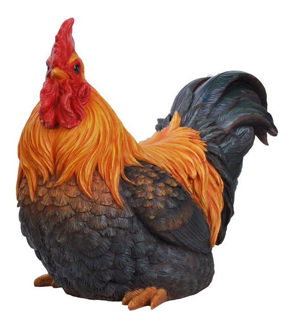 Figurine de coq accroupie
