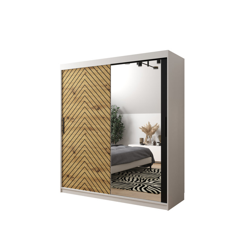 Aroldo 2 Door Wardrobe, 200cm H x 180cm W x 62cm D, White