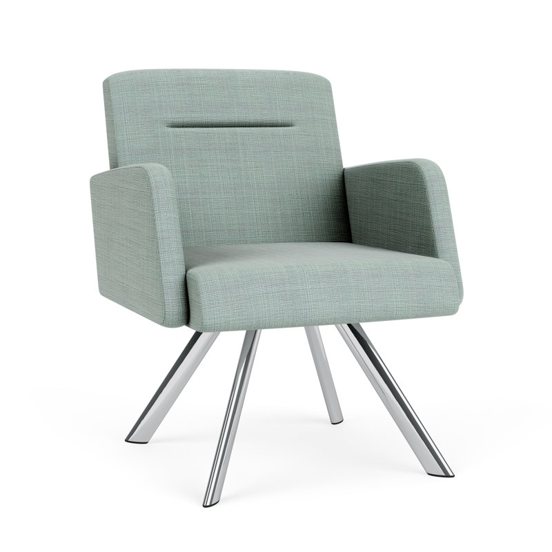 Fauteuil de réception Willow, Plaqué chrome, Chambray écume de mer