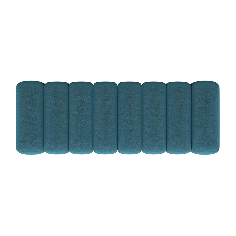 Banc rembourré en tissu capitonné bleu paon, Bleu paon