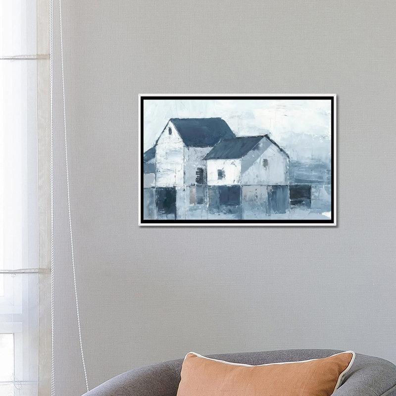 «Indigo Barns I» par Ethan Harper, reproduction d'art sur toile, H 18 po x l 26 po x P 1,5 po, Pas de tapis