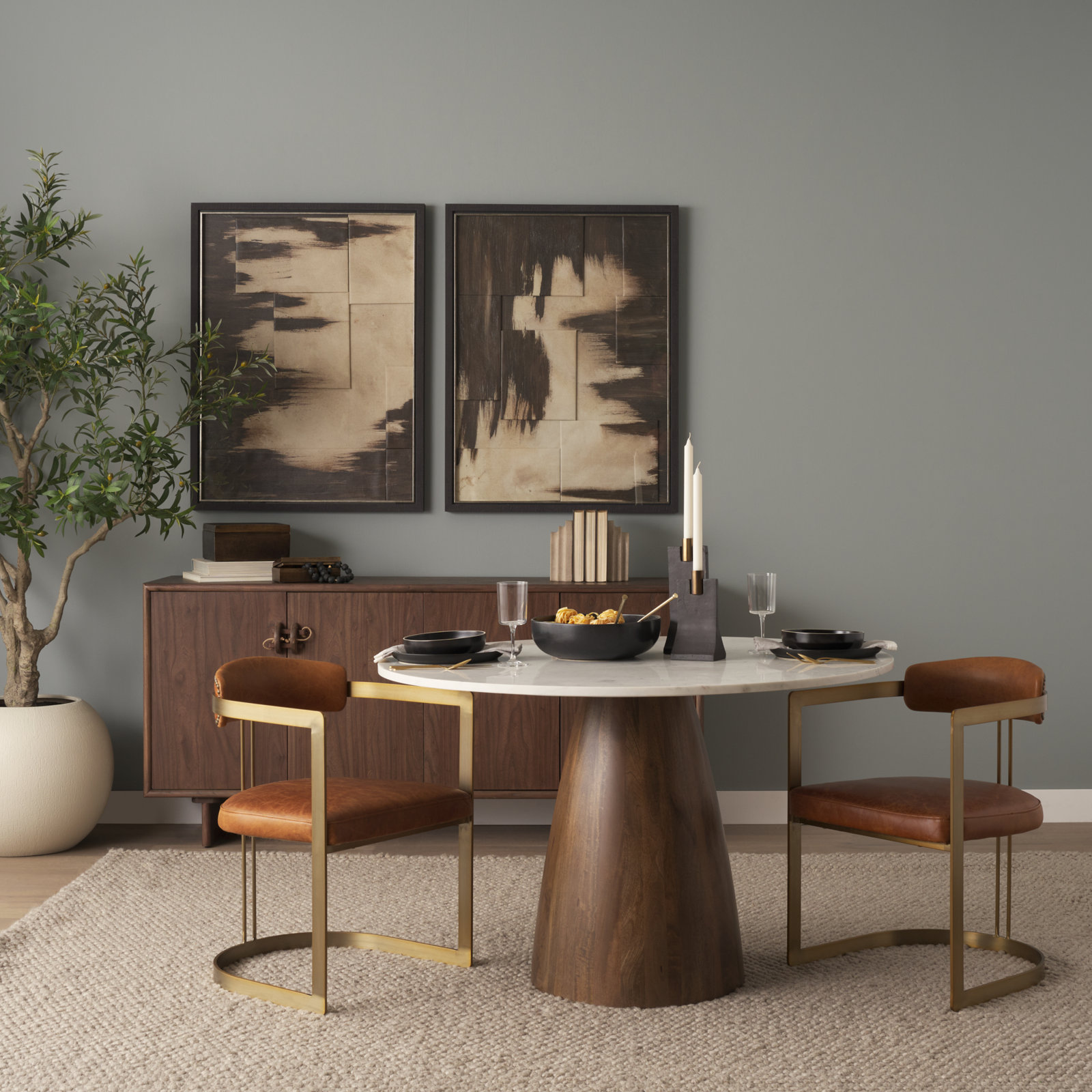 Bradley Genuine Leather Upholstered Arm Chair, Cognac Brown