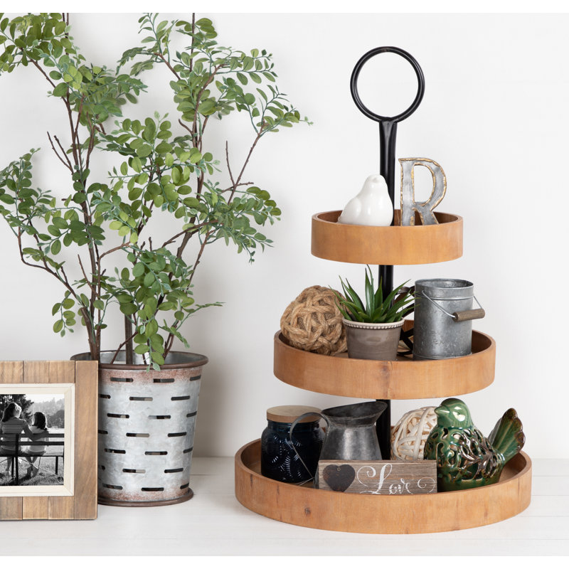 Wood Tiered Stand, Rustic Brown