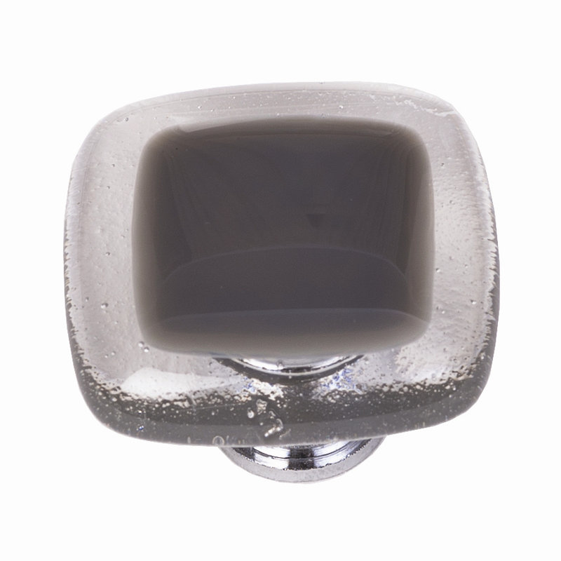 Square Knob, Satin Nickel, Slate Grey