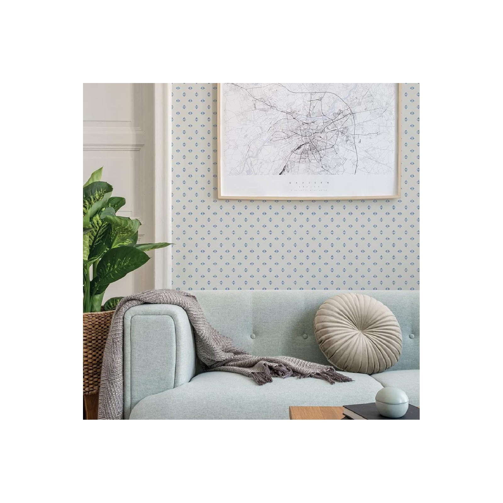 Gem Geo Peel and Stick Wallpaper, Sapphire Blue