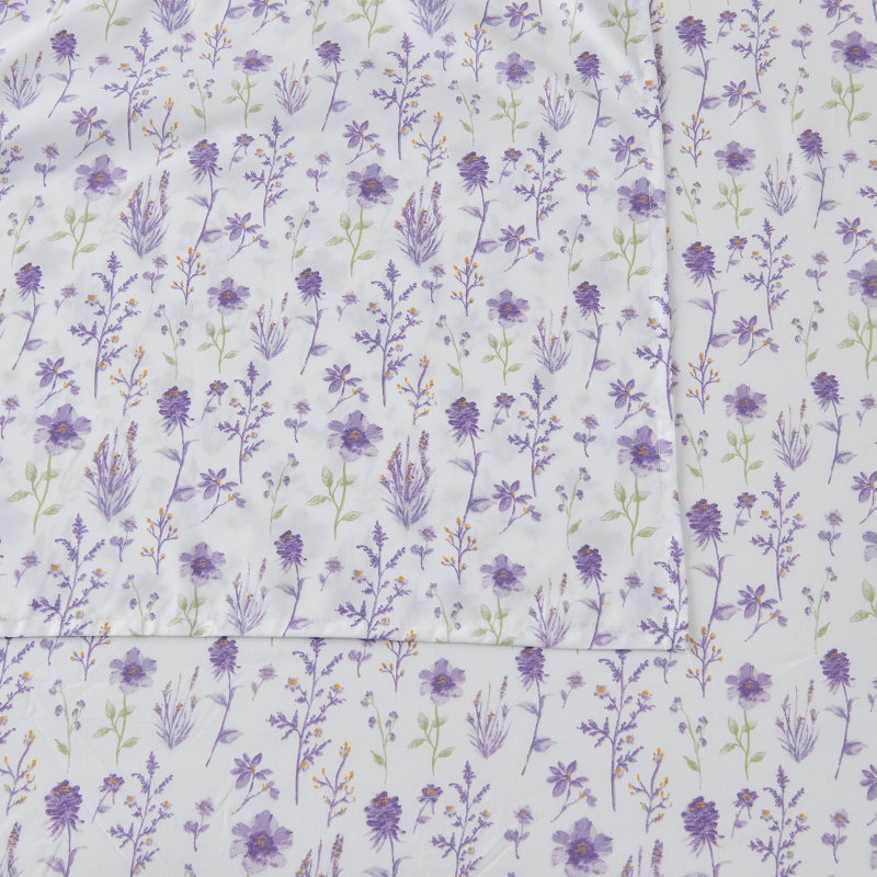 Lavender Floral Twin Microfiber Sheet Set