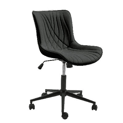 Armless Office Chair with Wheels, Adjustable Swivel Desk Chair for Women, Ergonomic Faux Leather Vanity with Back, Ideal for Home or Office