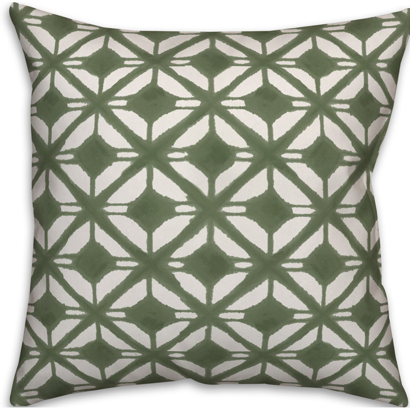 Housse de coussin Abstract Diamond, 18 po x 18 po, Vert, Polyester/ Bourre en polyester