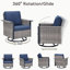 Ensemble de chaises berçantes pivotantes d'extérieur 3 pièces avec table d'appoint et chaises de patio coulissantes à accoudoirs larges pour porche ou terrasse-50809065-50809070