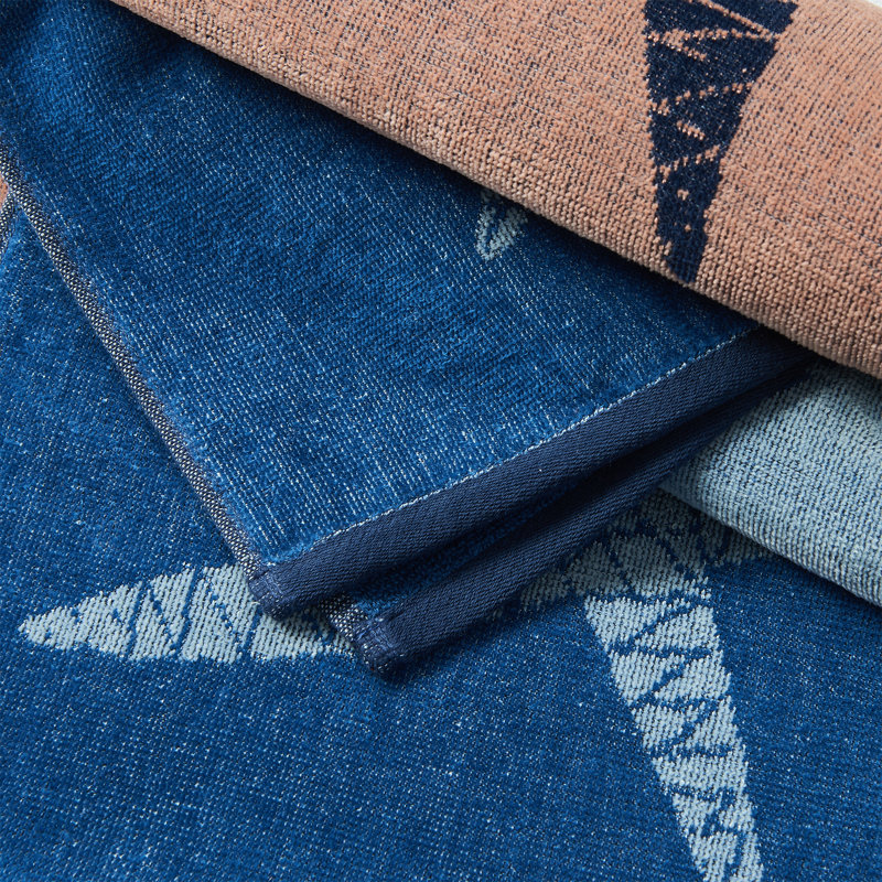 Ensemble de serviettes de plage 100% coton, Bleu / Brun