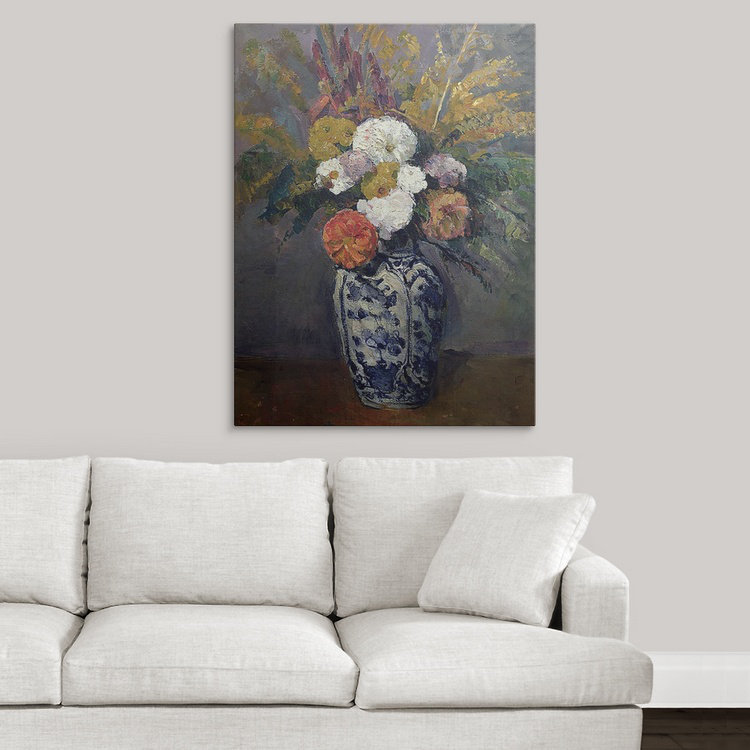 « dahlias, c. 1873 » par l’impression de peintures Paul Cezanne, H 36 po x l 27 po x P 1,5 po, Toile
