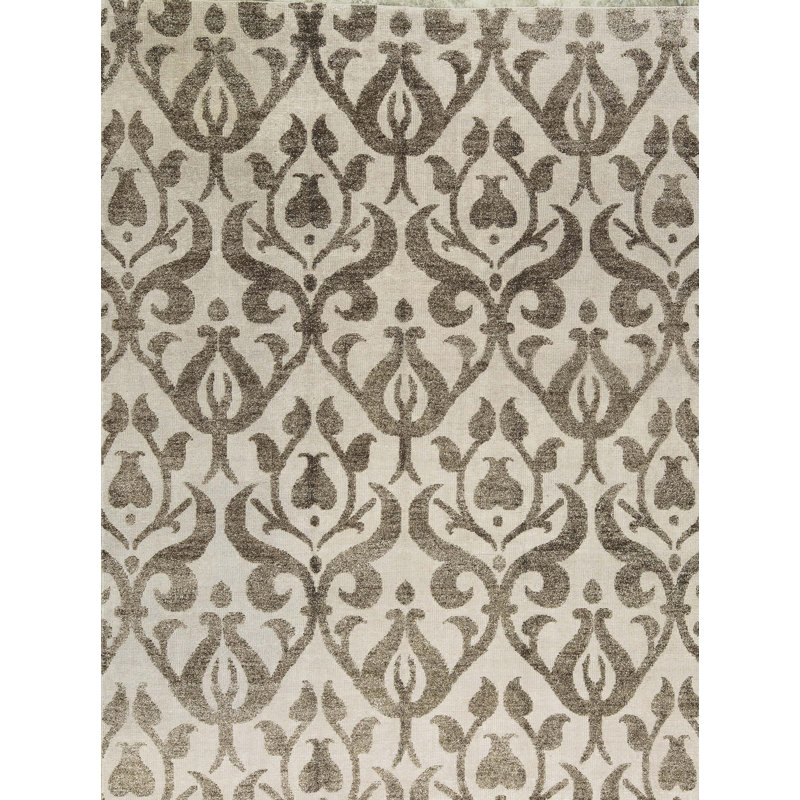 La Ciel Hand Woven Cotton and Wool Damask Area Rug