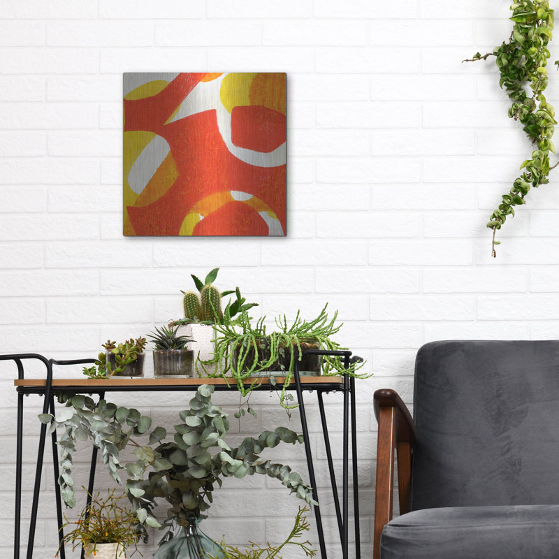  «Orange Starburst 3» par Laura Gibson, art mural en métal, 12 po x 12 po, H 12 po x l 12 po