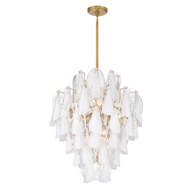 Luminaire suspendu 22,5 po Verla Crest, Transparent/blanc