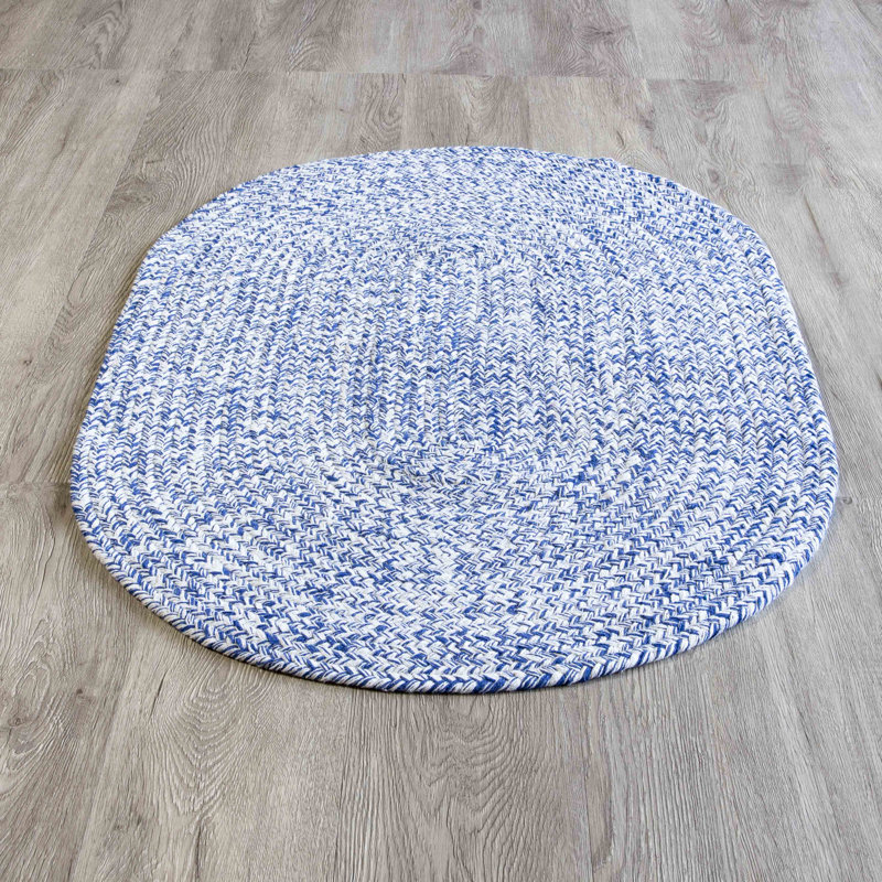 Tapis bleu tressé réversible Haynesville Farmhouse, Oval 8 pi x 10 pi