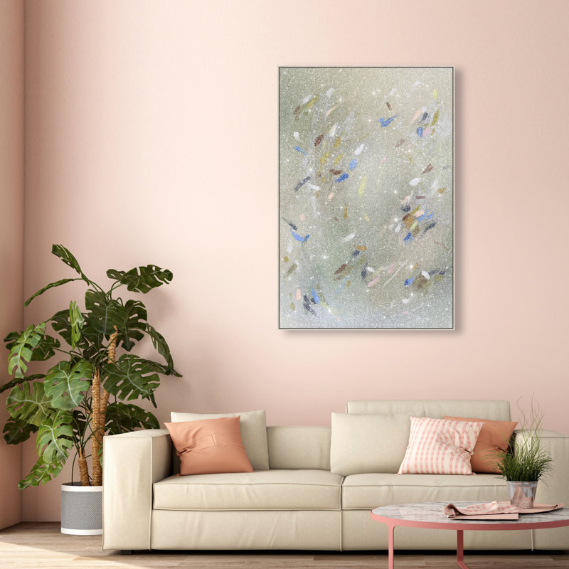 Spontaneous Trace Print by Oliver Gal, 31"H x 21"W, Silver Floater Frame