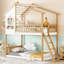 Lit superposé simple au-dessus d'un lit simple en bois avec toit, fenêtre et échelle