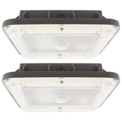 Luminaire de garage luxueux à DEL Luxrite Slim, 3CCT, 60/80 / 100W sélectionnable, jusqu'à 12 000LM, faisceau de 155 °, étanche IP65, 120 à 277 V, à intensité variable, lot de 2 DLC homologué UL