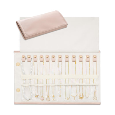 Organisateur de colliers de voyage, étui à bijoux pliable et enroulable en velours de polyuréthane