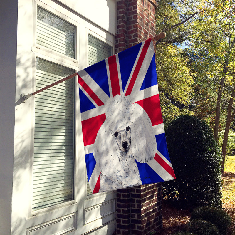 40 x 28 po en polyester britannique 2 faces english union jack drapeau maison, Caniche (blanc)