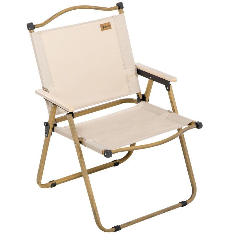 Folding Camping Chair, Khaki, Wood Grain