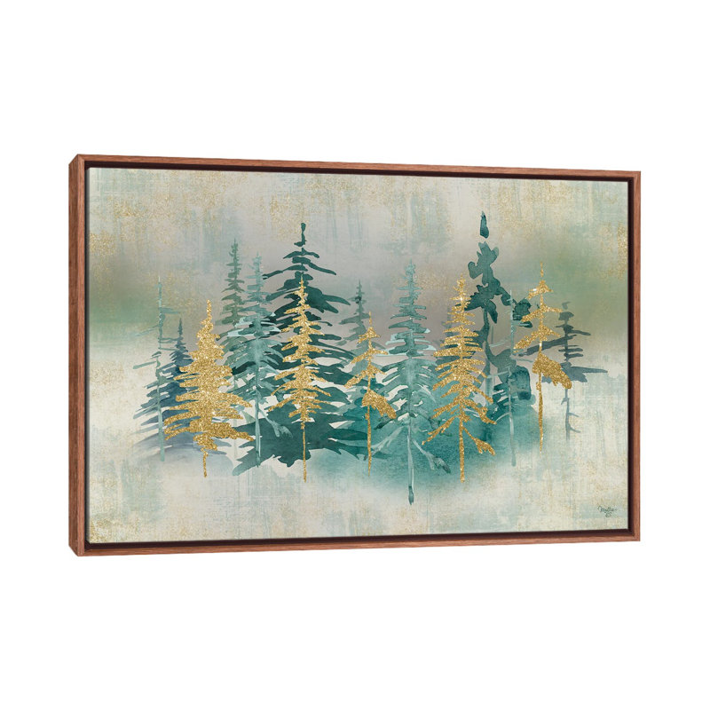 «Shimmering Forest», reproduction d'art sur toile encadrée, Impression dans un cadre flottant sans passe-parto, Brun