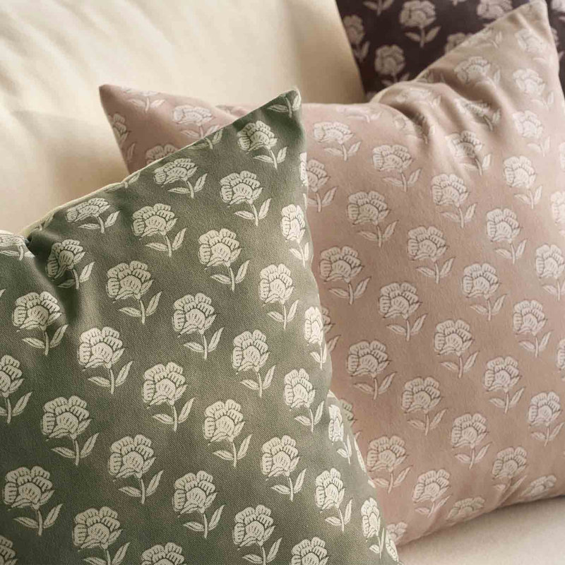 Monza Rustic Elegance Serene Floral Pillow Cover 18x18 Inch Dusty Green Farmhouse Christmas Decor, Dusty Green, 18" H x 18" W