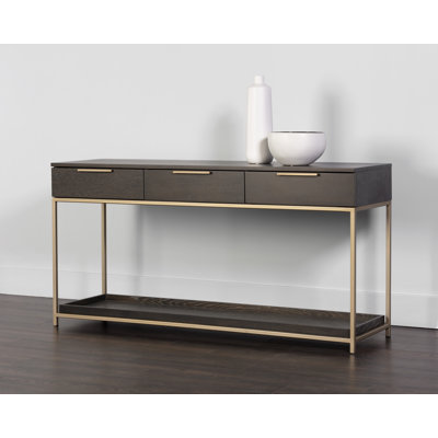 63'' Solid Wood Top Console Table - Grey