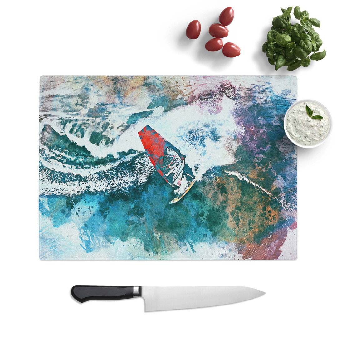 Tempered Glass Wind Surfing in Abstract Chopping Board