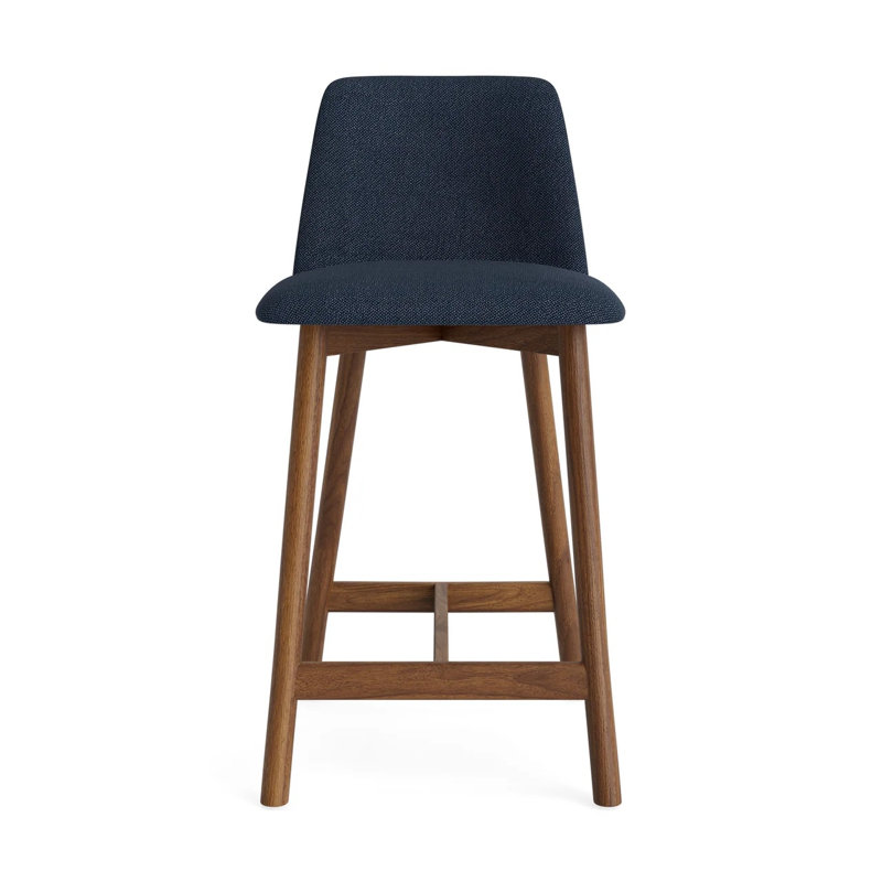 Chip Upholstered Counter Stool with Solid Wood Frame, White Oak, Pewter, Bar Stool (31" Seat Height)