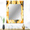 Végétal jaune et noir rétro Ikat Nostalgia - décor de miroir mural unique Ikat, grand miroir victorien, impression sur métal