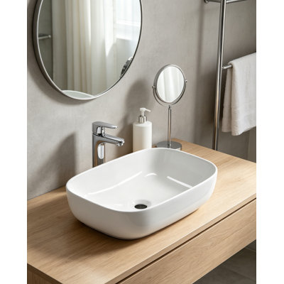 Bathroom Small Vessel Sink Above Counter White Porcelain Ceramic Oval Rectangle Bathroom Vanity Sink Bowl Lavatory Wash Basin