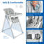 Chaise haute pliable pour bébé - Hauteur réglable et dossier inclinable - Plateau double amovible - Facile à nettoyer - Siège multifonctionnel pour bébés et tout-petits de 6 à 36 mois - Gris clair