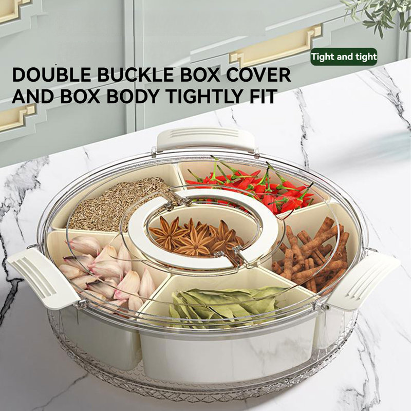 Fruit Tray Rotating Snackle Box Container With Lid  For Picnic