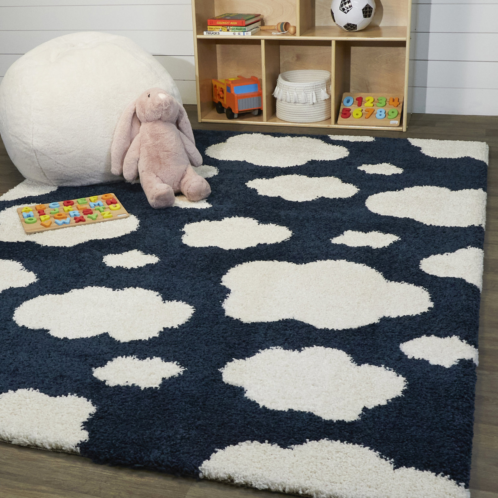 Primland Cloud Shag Area Rug, Rectangle 5'3" x 7', Navy