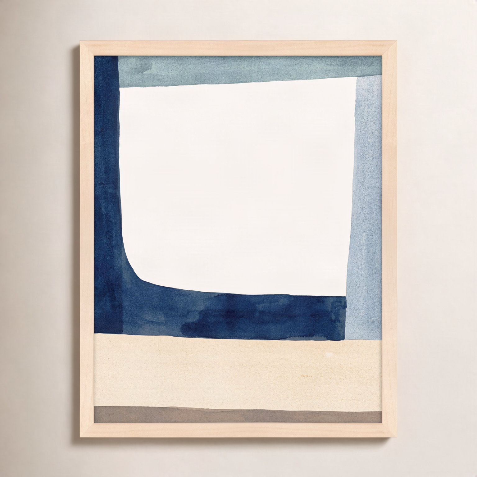 Composition In Blue 1 by Julia Balfour, 20" H x 16" W x 1.25" D, Maple Framed Paper