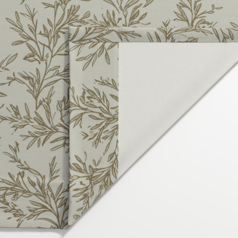 TWOPAGES Unlined Floral Curtain Printed Faux Linen Pinch Pleat Curtain, Stone, 26" W x 90" L