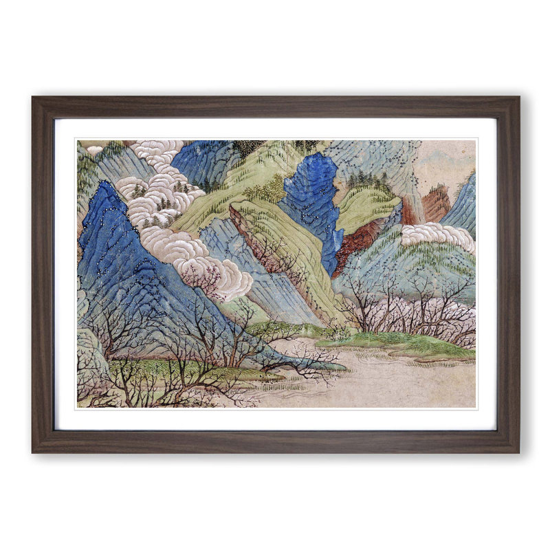 Peach Blossoms in the Spring by Qiu Ying - Framed Print, 48cm H x 65cm W x 2cm D, Walnut Framed