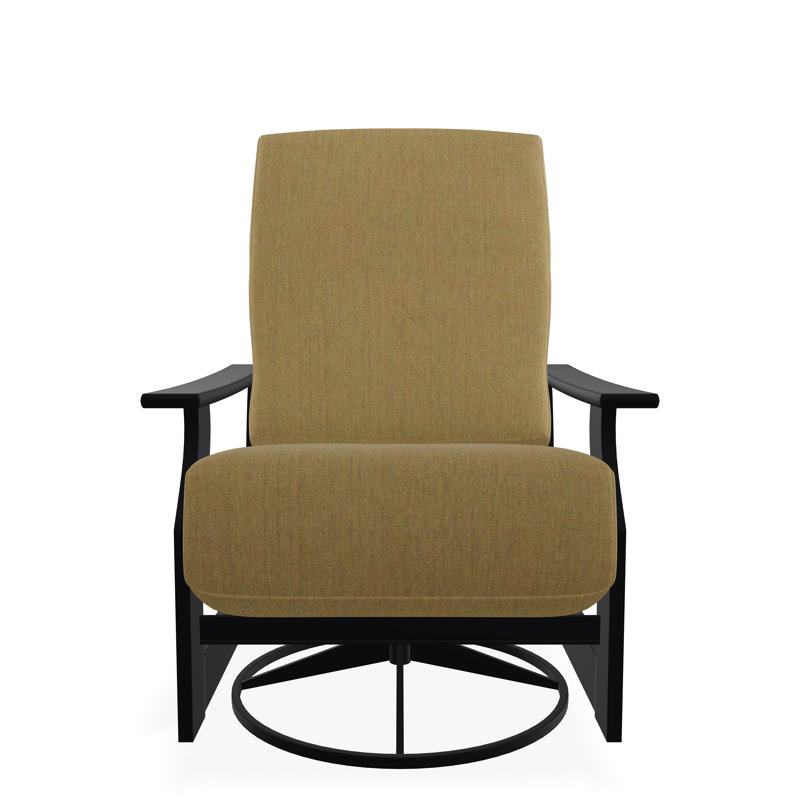 Chaise berçante pivotante en polymère St. Catherine, Noir, Toile Sunbrella® beige chiné