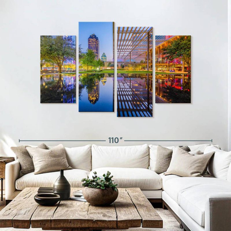 Paysage urbain du centre-ville de Sireci Dallas, H 54 po x l 84 po