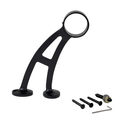 Support de pied de lit noir mat 2 po de diamètre x H 6-1 / 8 po pour barre de 2 pouces