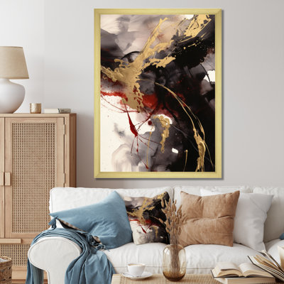 Gold and Red Fluid Fusion II - Abstract Wall Art