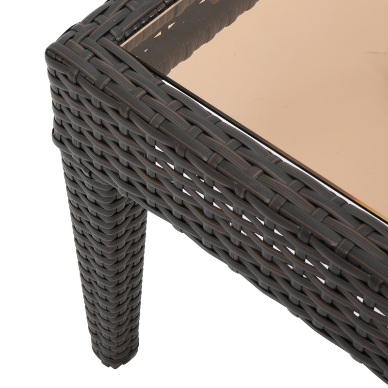 Outdoor Antibes Wicker Side Table,Accent Table, Brown