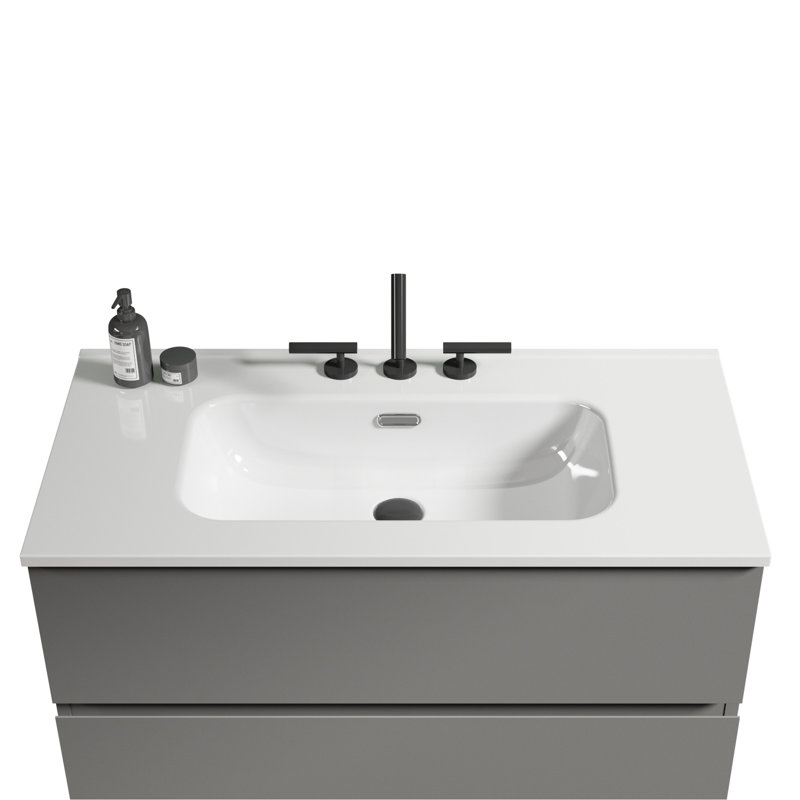 Glossy Ceramic Sink, Smooth Surface, Easy Cleaning Integrated White Elegant,