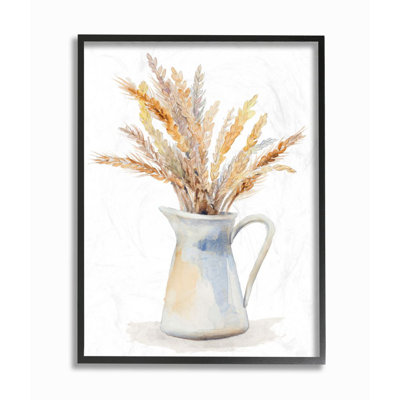 «Wheat in Jug Still Life Watercolor Painting», impression sur toile