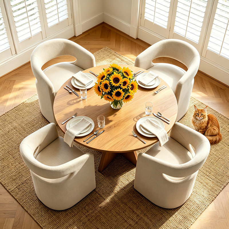 Chaise rembourrée avec roulettes cachées, Beige