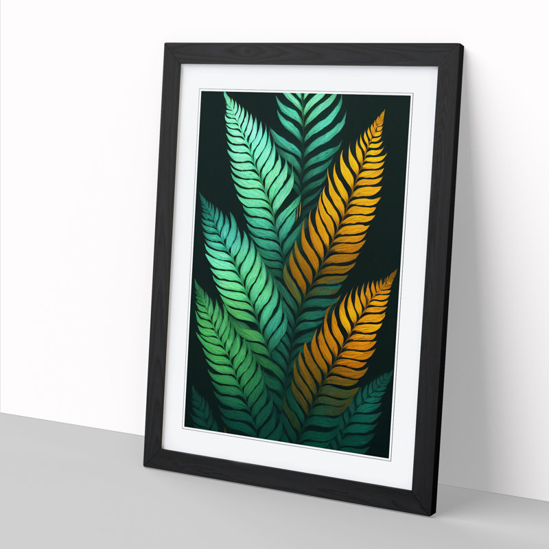 Achsa Fern Leaf Cyber Framed Print, 64cm H x 46cm W x 2cm D, Oak