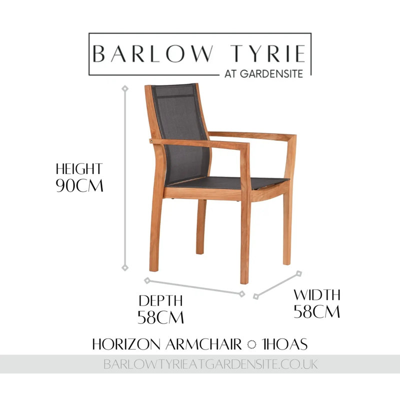 Horizon Outdoor Teak Dining Armchair, Charcoal