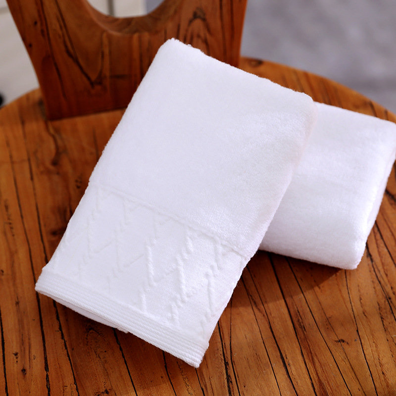 100% Cotton Thickened Towel for Adults, 120g, Long Staple Cotton, Hotel Quality, Soft & Absorbent, Rhombus Pattern, Snow White